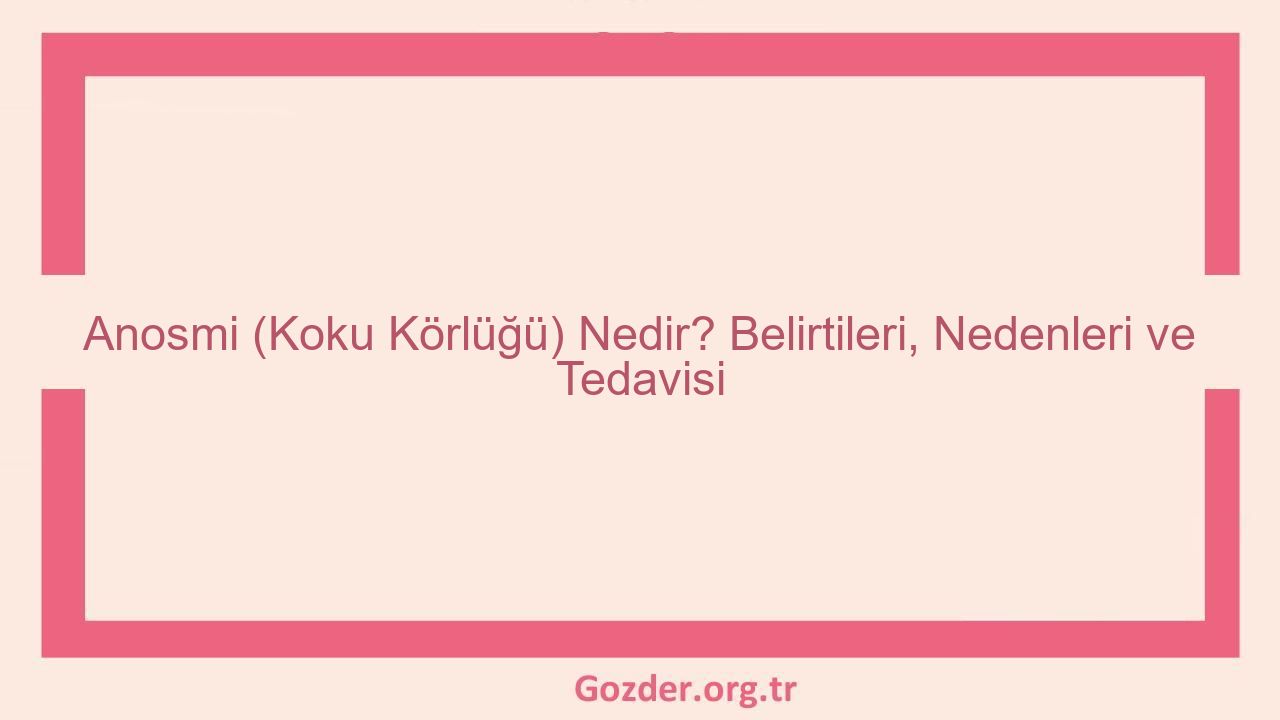 Anosmi (Koku Körlüğü) Nedir? Belirtileri, Nedenleri ve Tedavisi - Görseli